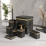 ست 7 پارچه سرویس بهداشتی مدل رویا (رنگ مشکی طلایی)