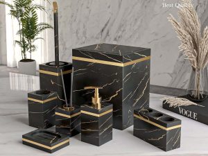 ست 7 پارچه سرویس بهداشتی مدل رویا (رنگ مشکی طلایی)