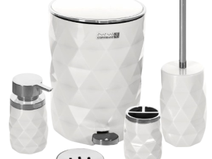 ست ۵ پارچه سرویس بهداشتی آناناسی کنتراست – رنگ سفید کروم | کیفیت بالا و طراحی لوکس