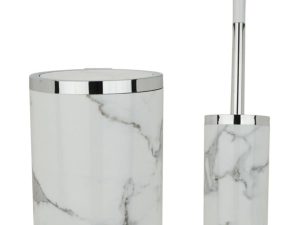 سطل و برس طرح سنگ مدل روشا سفید کروم