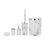 ست 5 پارچه سرویس بهداشتی طرح سنگ سفید کروم