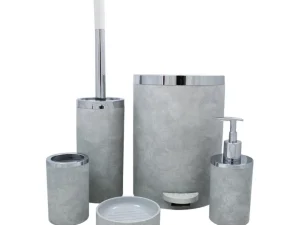 ست 5 پارچه سرویس بهداشتی هارمونی مدل روشا - طرح بتن طوسی کروم