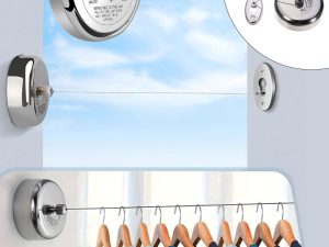 بند رخت هتلی / آپارتمانی کشویی دیواری / رنگ استیل